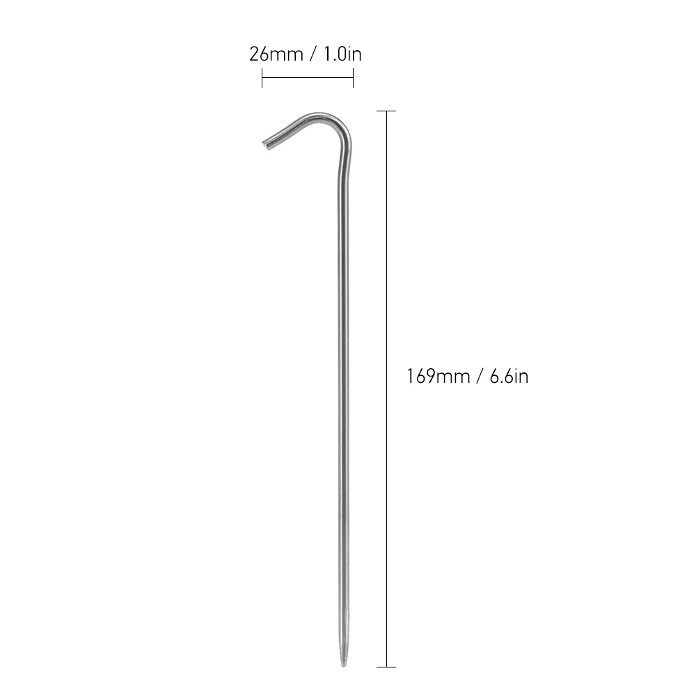 Titanium Tent Pegs with Bend Hook – Durable Outdoor Camping Stakes Set (6 or 10 Pack)