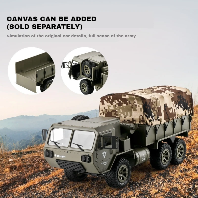 FY004A RC Car 6WD Military Card with Differential Simulation RC Off road Vehicle Full Scale Remote Control Car Model Toy 4