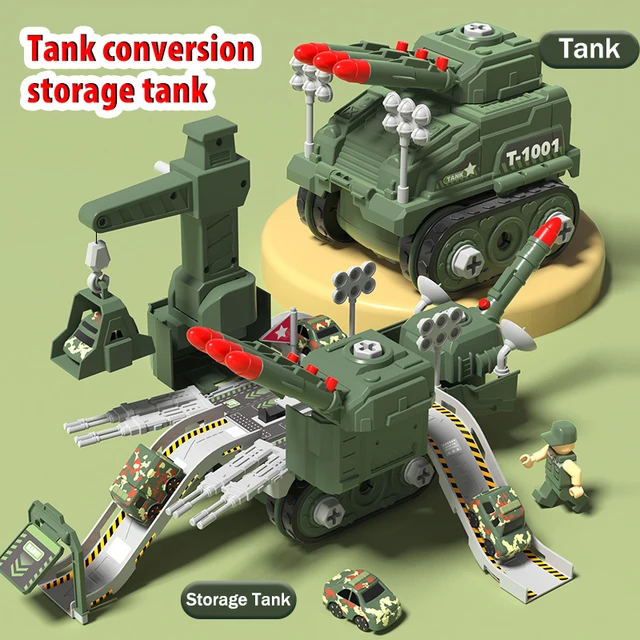 Electric Nut Disassembly Loading Unloading Deformed Glide Track Tank Military Truck Children Screw Boy Creative Education Toys 1