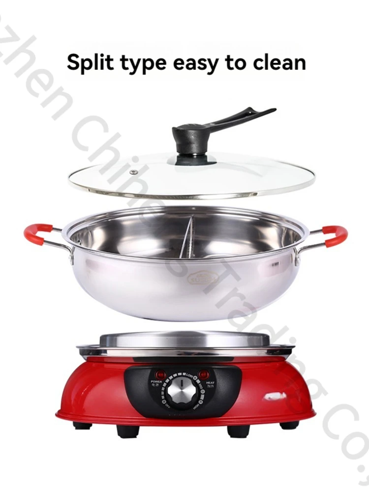 5L Stainless Steel Electric Hot Pot Chinese Hot Pot Twin Divided Hot Pot Cooker 5