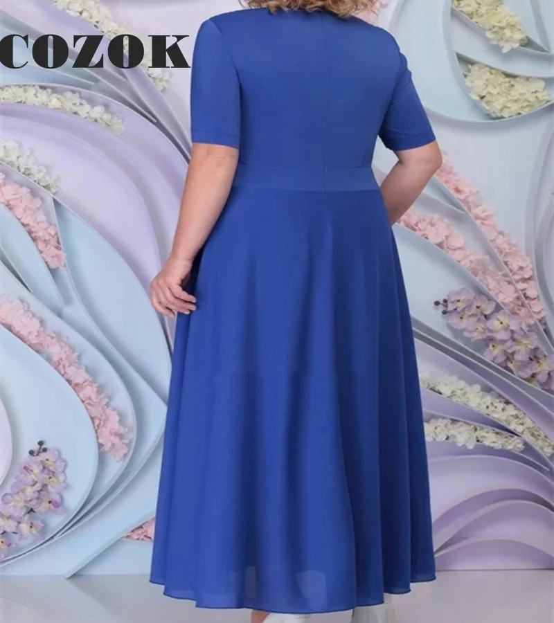 Lace Elegant Wedding Mother of the Bride Dresses 2023 Chiffon A Line O Neck Ankle Length Women Foemal Evening Party Dress SX58