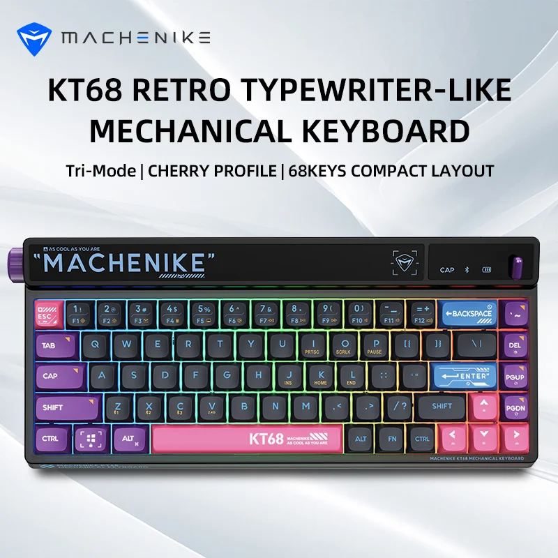  Mechanical Keyboard 68 Keys Wireless Keyboard Machenike KT68 Three Mode RGB Hot-Swappable 2.4G Bluetooth Wired Win/Mac/iPad 