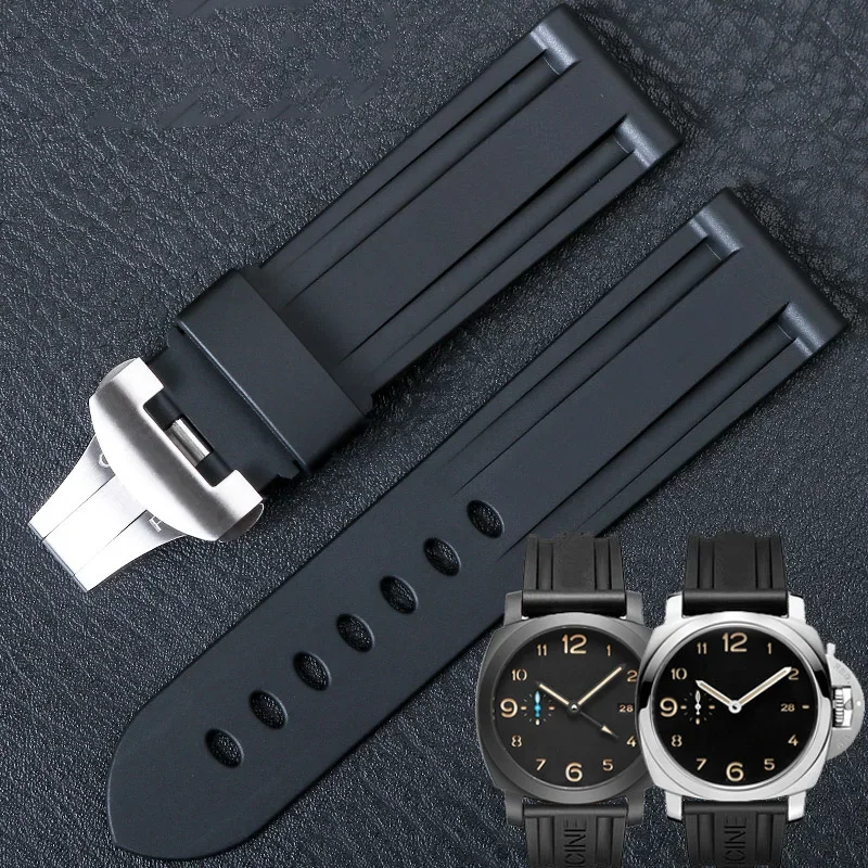 

Watch Accessories Strap FOR Panerai PAM 111 114 Wristwatch Band Silicone Sport Bracelet TPU Rubber Waterproof Belt 22/24MM