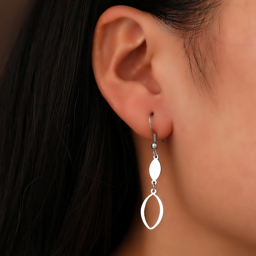 Pendant earrings Stainless Steel Earrings Vintage Geometric Oval Minimalist Pendant Fashion Charms Earrings for Women Jewelry Elegant