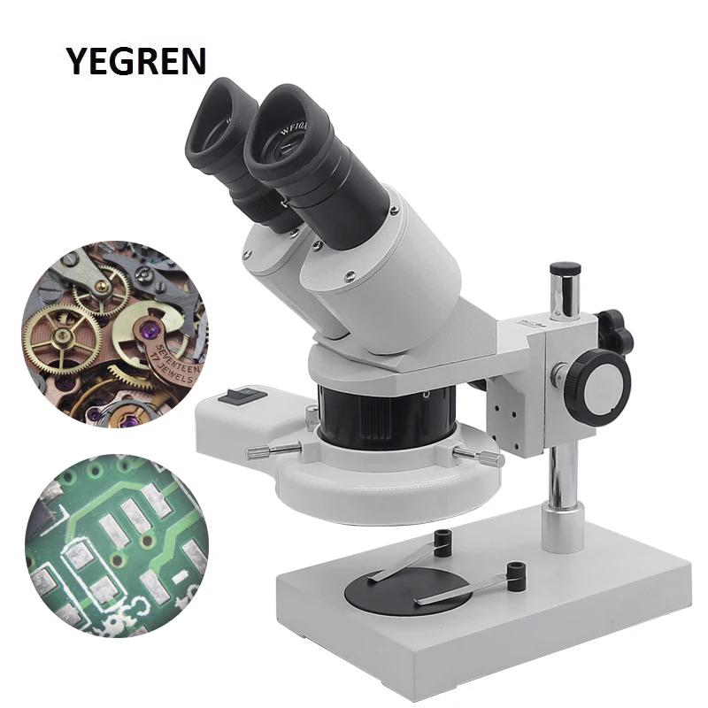 National Optical 447TBL-10 Compact Binocular Stereo Microscope 20x and 40x Magnification WF10x Eyepieces 2x and 4x Objectives Upper and Lower Tungsten Illumination Fixed Stage 120V 