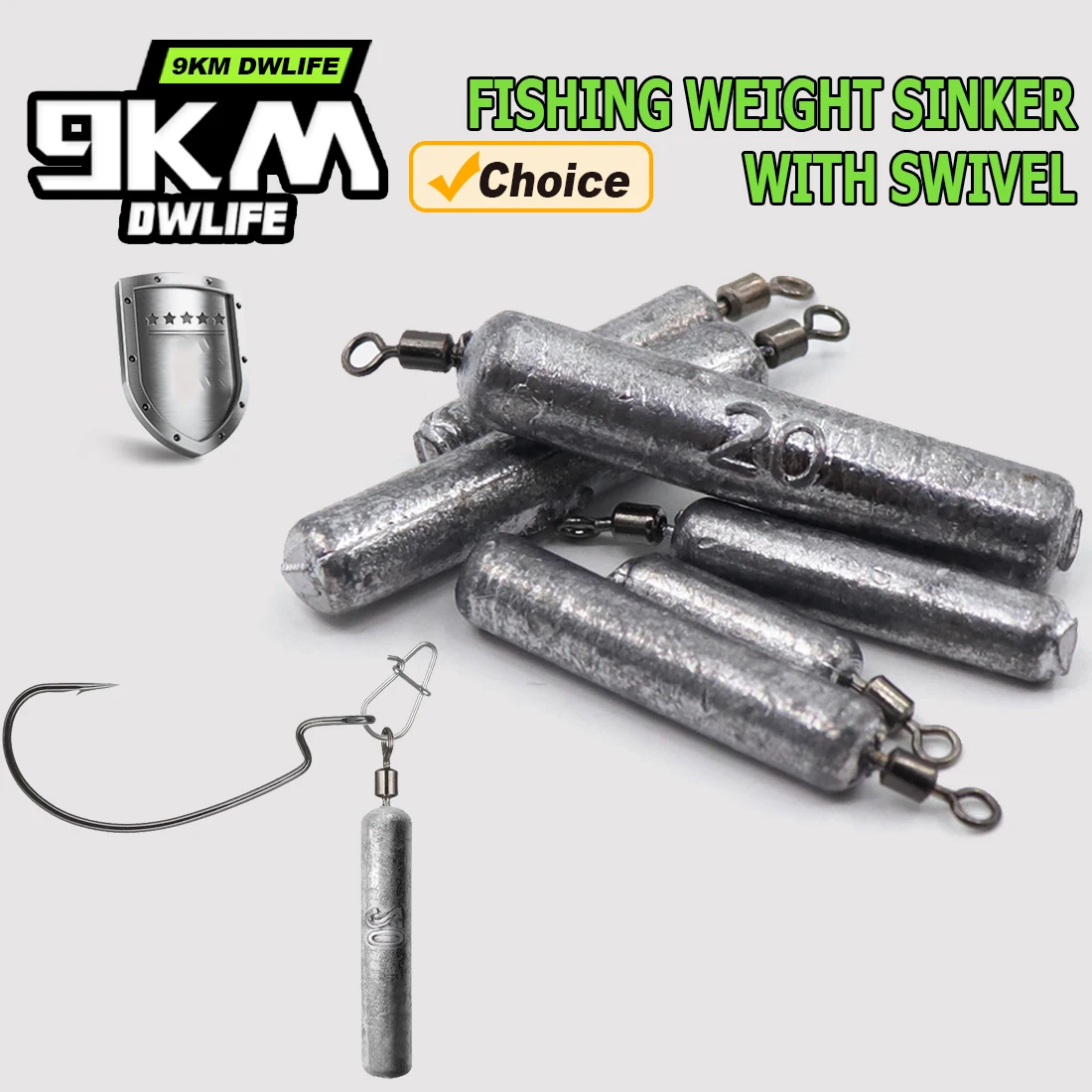 Plombs Drop Shot 5-20pcs 9KM pour Free Rig Jika Rig - Pêche du Bar Eau Douce et Salée