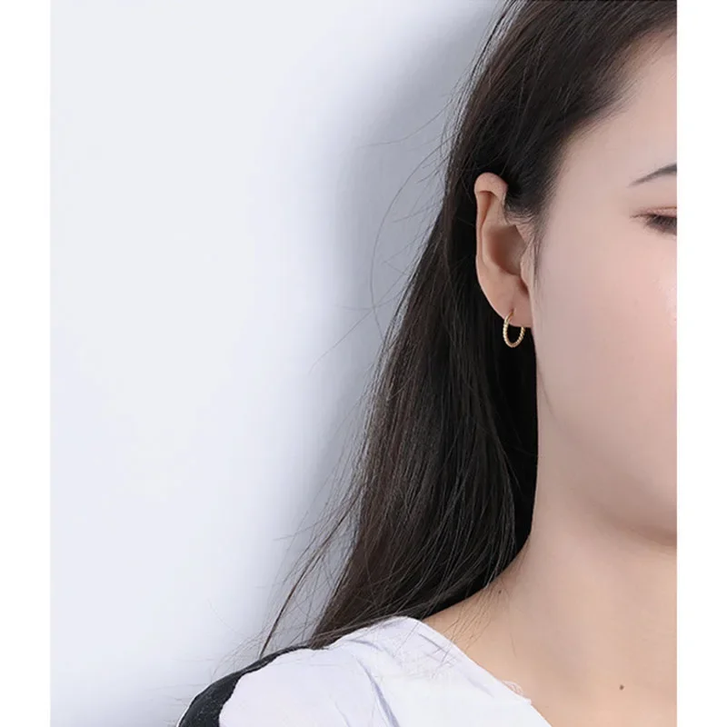 INZATT Real 925 Sterling Silver Minimalist Geometric Spiral Twist Round Hoop Earrings For Fashion Women Party OL Fine Jewelry