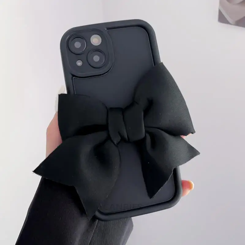Cute 3D Bow Silicone Phone Case - Rose Red Soft Cover Girl Gift