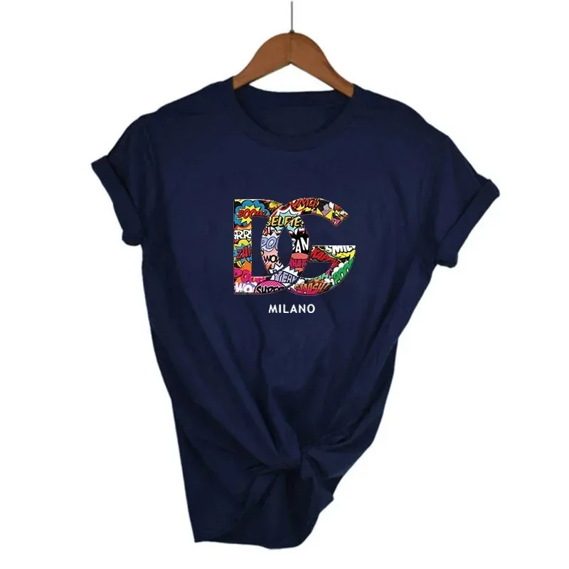 Tshirt Letter Printing Cotton Short Sleeve Round Neck 33 Men Women Summer