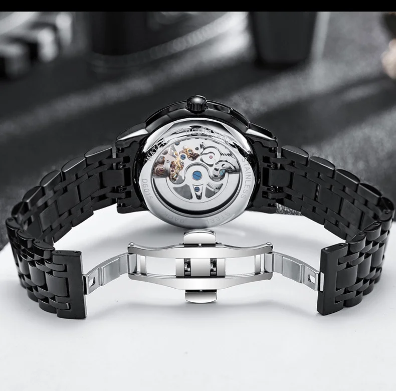 Tourbillon Moon Phase Wrist Luxury Hollow 3ATM Waterproof Stainless Steel Men Automatic Mechanical es es_voghion.com