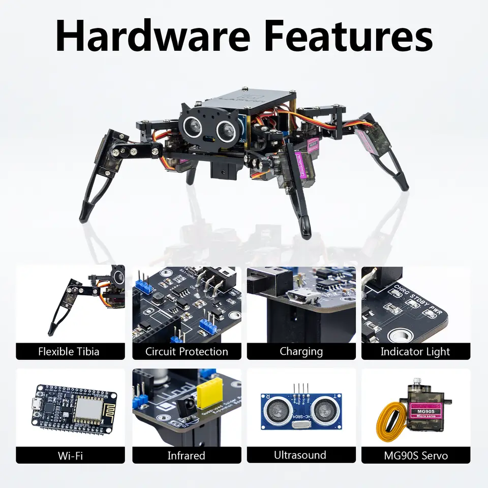 LAFVIN Quadruped Bionic Spider Robot Kit with ESP8266 Controller,4-Legged Programmable Bionic Crawling Robot Kit image 5