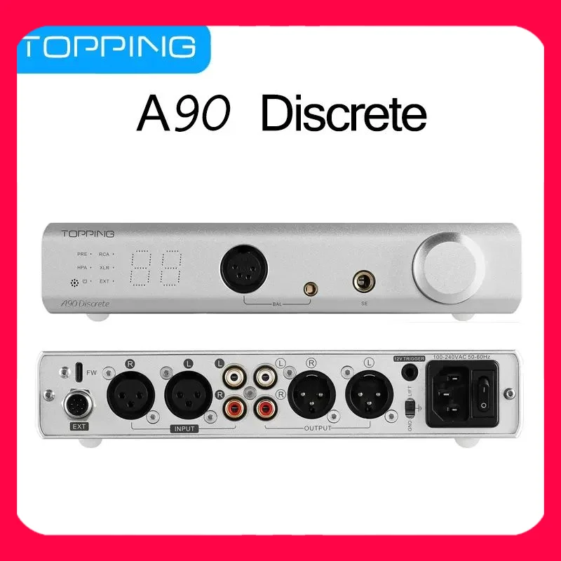 

TOPPING A90 Discrete Fully Dirscrete Balanced Headphone Amplifier NFCA 4Pin XLR/4.4 Balanced/6.35mm SE Output Pre-amplifier A90D