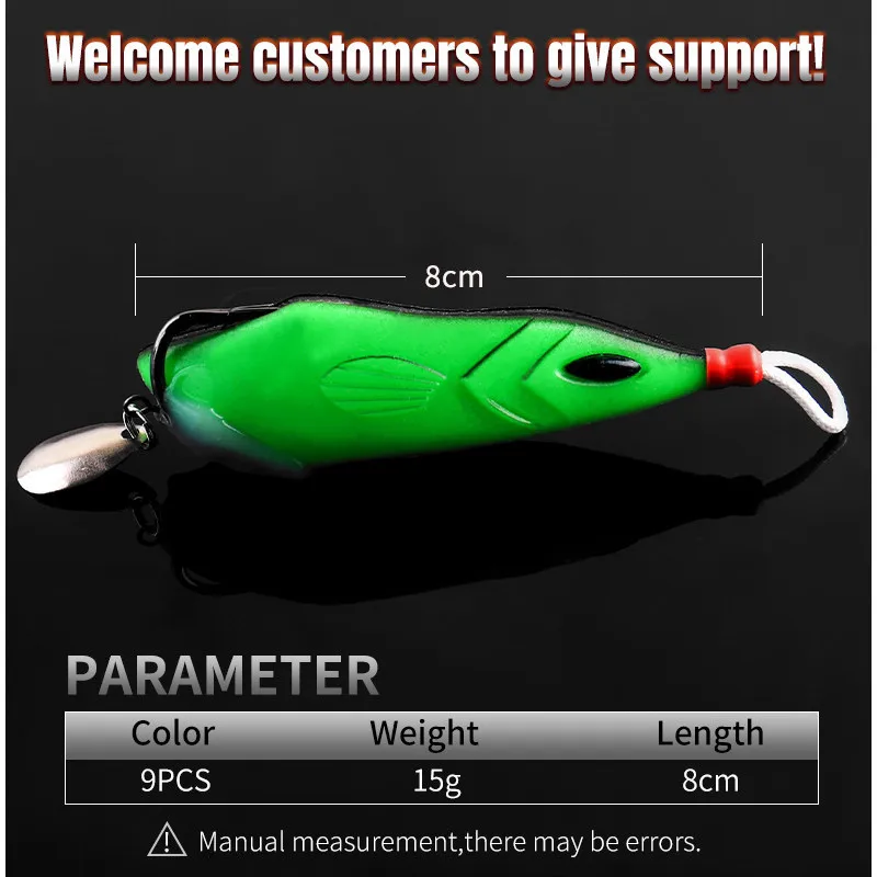 Fishing Soft Frog Lure 8cm/15g Soft Bait Lure Blood Trough Hook fishing lure,carp fishing bait