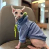 Fashion Blue Hoodie Sweater for Cat 2-legged Winter Coat for Sphynx Warm Sweatshirt for Kittens Soft Loungewear for Devon Rex