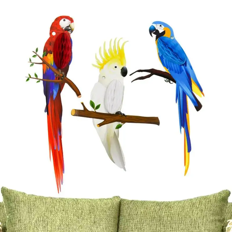 

Tropical Birds Party Decorations Natural Bird Honeycomb Decorations Birds Cutouts Kindergarten Window Wall Decoration 3D