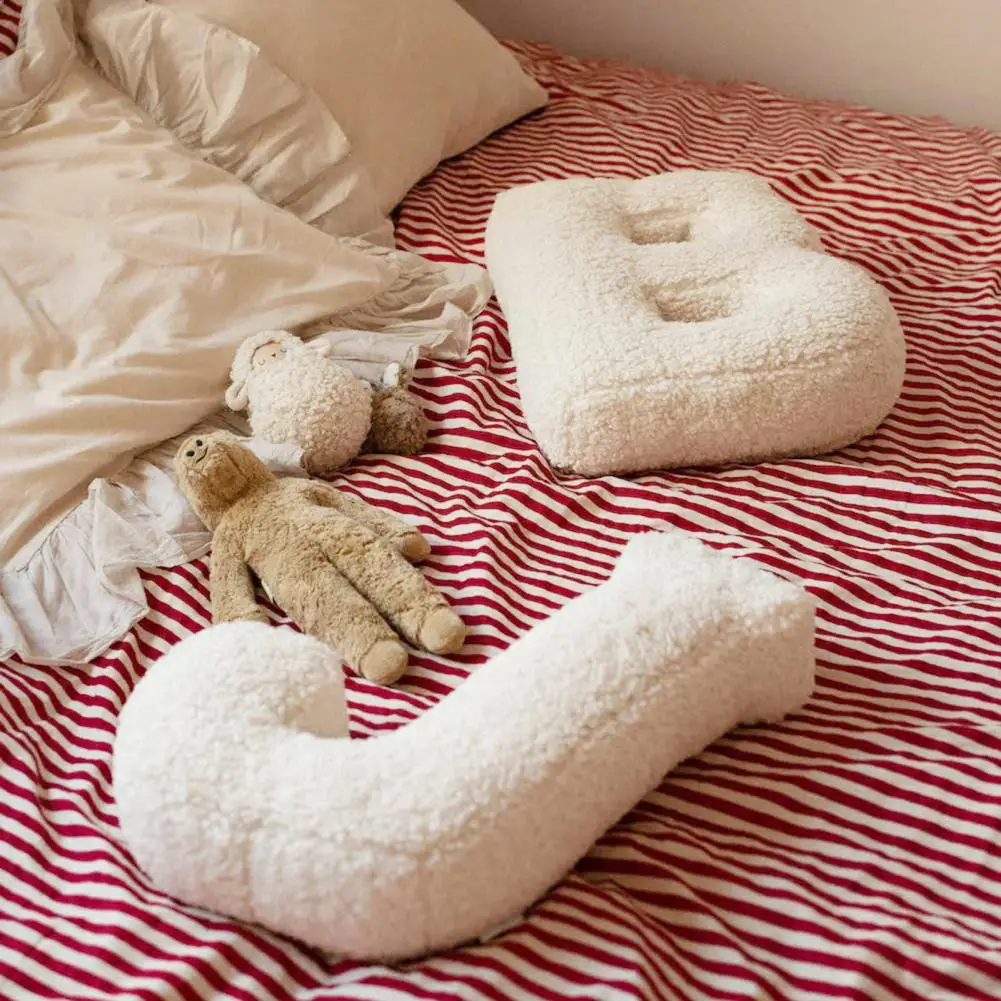 Alphabet Plush Pillow Lambswool Fabric Pillow Plush Alphabet Letter Shape Pillow for Sofa Bed Couch Office Car Seat Decoration 6