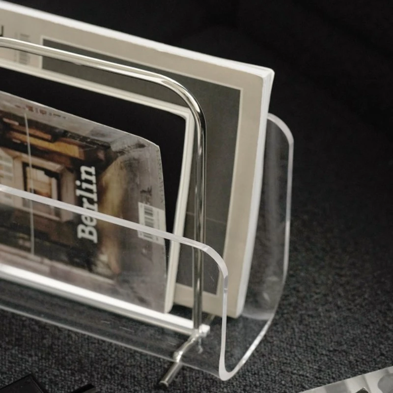 Acrylic Magazine Rack Metal Portable Newspaper Rack Removable Desktop Storage Decorative Rack.modular Desk Accessories Office