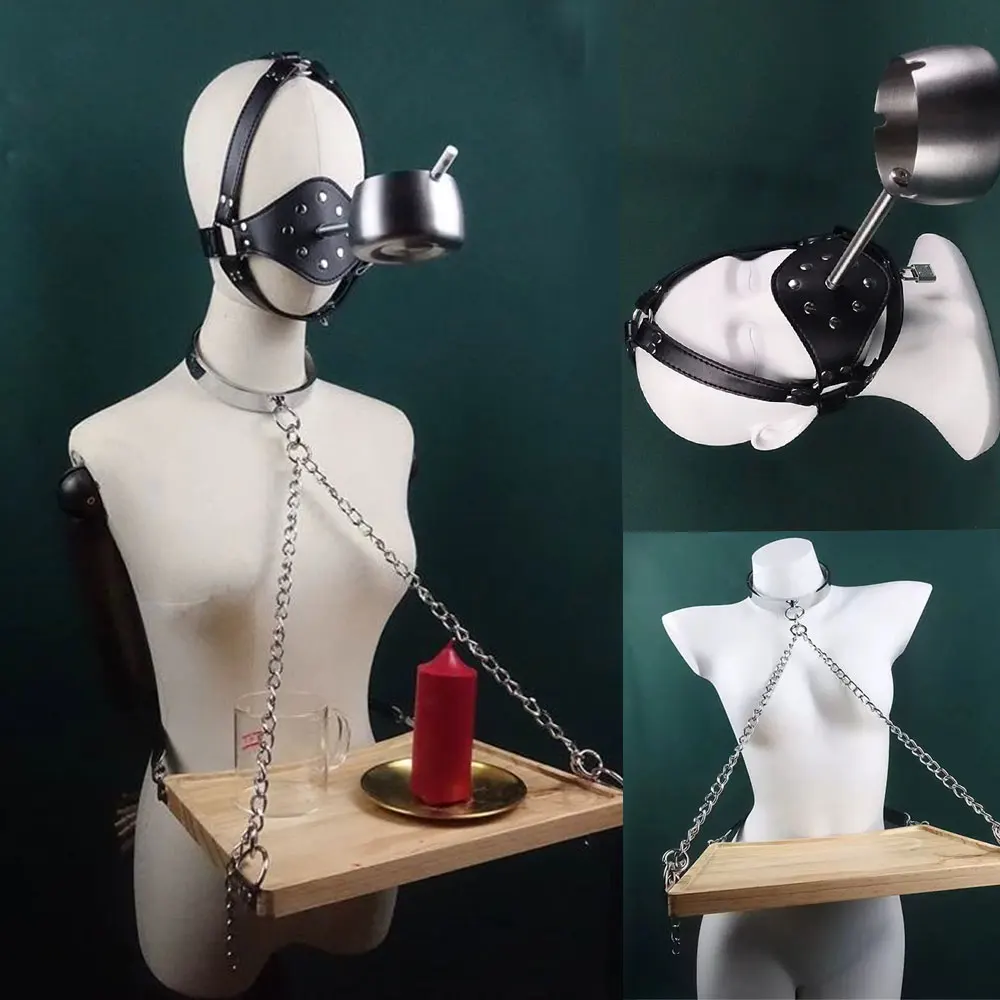 Newest! Couples Toys Materialized Tray Ashtray Dildo Mouth Plug Gagged Collar Nipple Abuse Nipple SM Dog Slave Prop