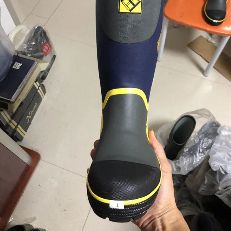 Steel Toe Fishing Boots, Waterproof Anti-Puncture Work Boots for Men,Insulated High-Cut Rubber Rain Boots,Slip-Resistant Waders