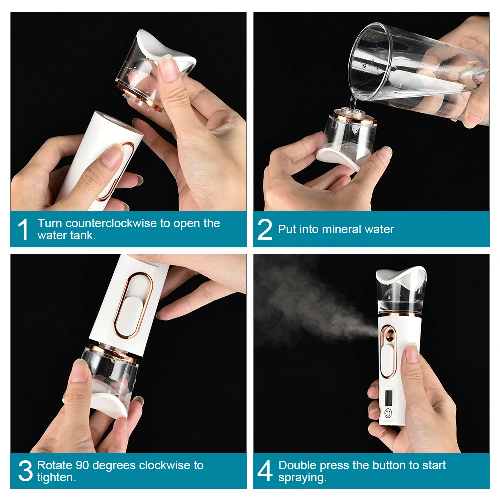 Portable Mini Facial Steamer Nano Spray Mist Hydrator