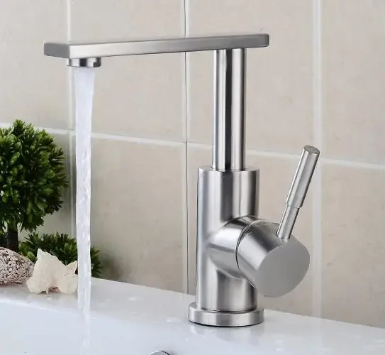 

kitchen High-quality 304 stainless steel brushed basin faucet 360 degree rotary table wash a faucet, hot and cold mixer tap