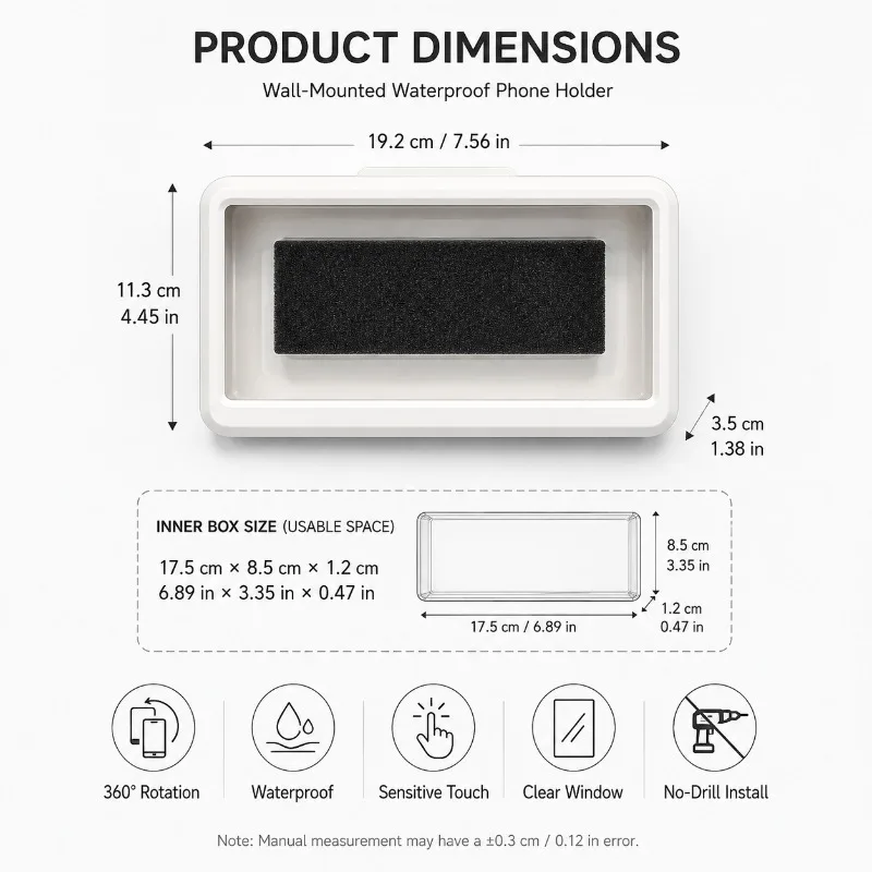 Waterproof 360° Rotating Touch Screen Phone Holder - Anti-Fog Wall Mount Shower Stand