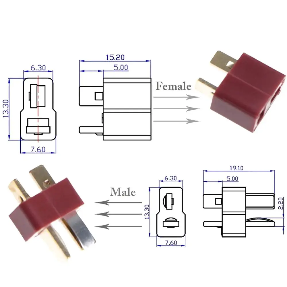 Connecteurs Batterie RC T Plug Mâle Femelle Lot 2/5/10 Paires
