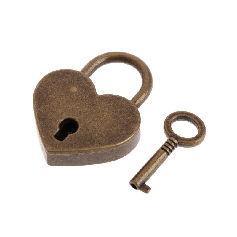 Mini Heart Archaize Padlocks With for Key Metal for Wish Lock Jewelry Box Decor Drop ship