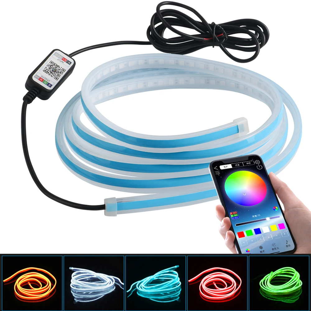 

Universal LED Lights Strip For Hood Flexible Waterproof Car Engine Cover Decoration Lamp Auto Daytime Running Lights DRL 150CM