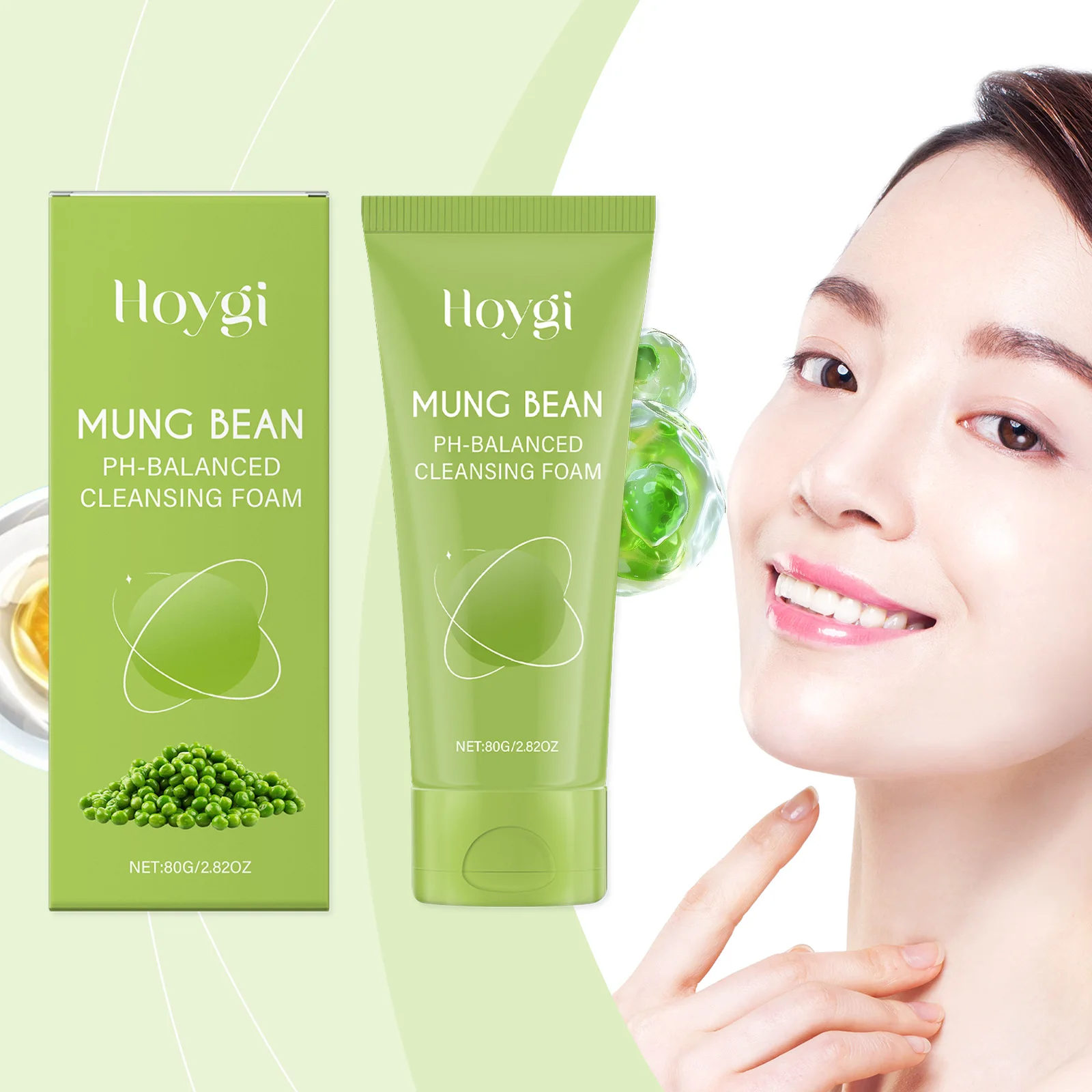 Hoygi Mung Bean Moisturizing Cleanser Gentle Cleansing Pores, Tender and Not Tight, Moisturizing Skin Care Cleanser 80g 2