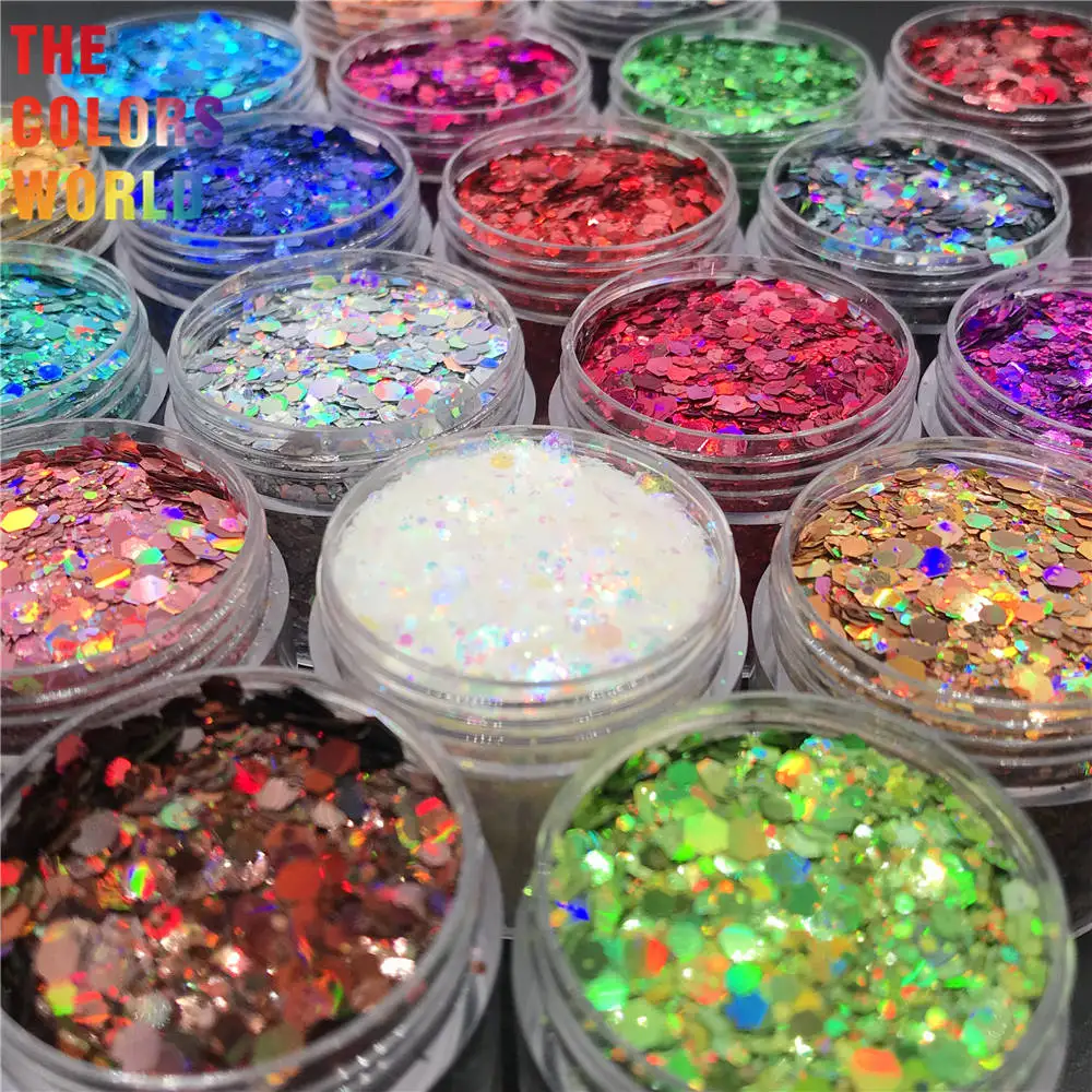 TCT-082 Chunky Mix Shape Laser Color Nail Glitter For Nail Art DIY  Decoration Body Art Decoration Makeup FacePainting Manual DIY