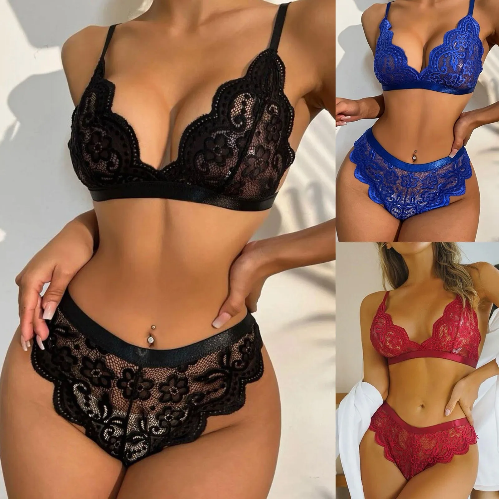 

Women's 2 Pieces Sexy Costumes Lingerie Costume 2024 Fashion Sexy Underwear And Underpants Set Costume With Lace Decoration