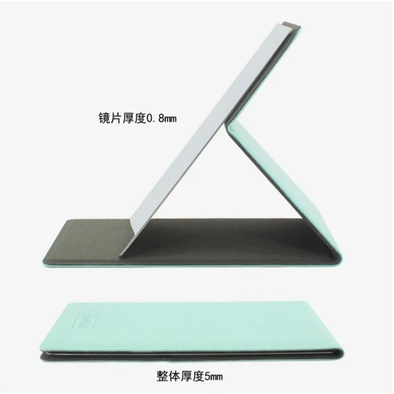 Makeup Mirror Portable Folding Stainless Steel Makeup Mirror Desktop PU Small Mirror Makeup Beauty Tools Travel Purse Mirrors