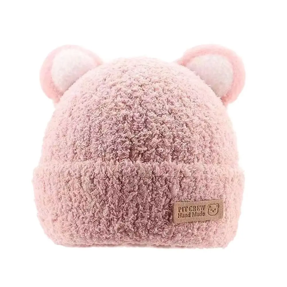 5 Months-3Year Windproof Solid Color Knitted Hat Cute Children Warm Cap Soft Cartoon Beanie Hats Children