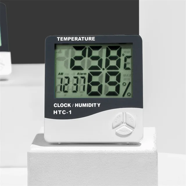 Digitális Lcd Beltéri Kényelmes Hőmérséklet -Érzékelő Páratartalommérő Hőmérő Higrométer - Image 3