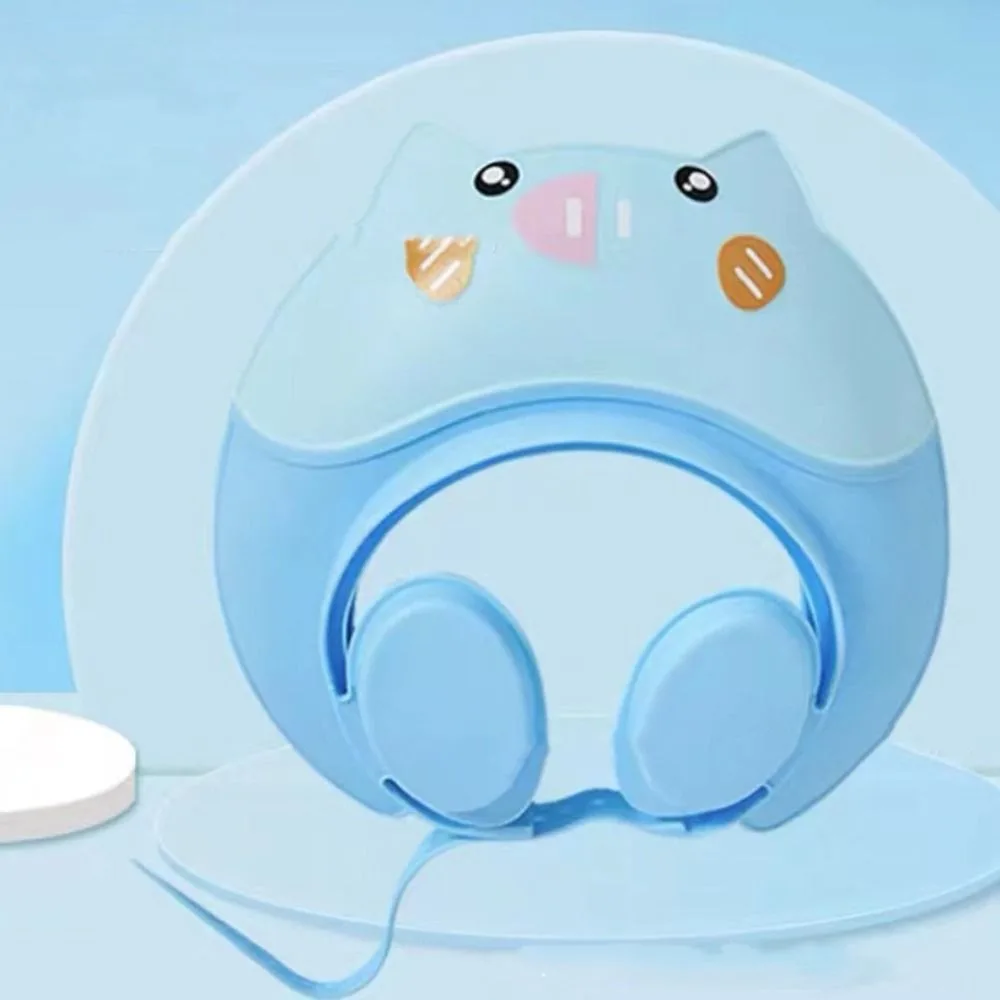 Safety Cute Animal Shape Baby Shower Cap Adjustable Eye Ear Protection Baby Shampoo Cap Waterproof Soft Children's Bath Cap For