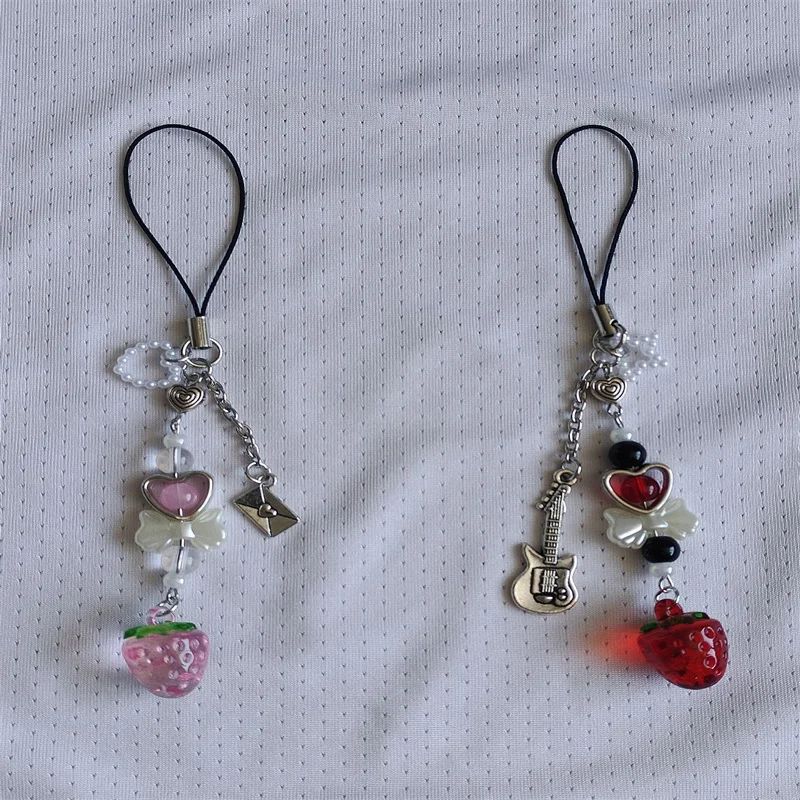 小物 NANA Nana & Hachi matching phone charms red pink strawberry bow
