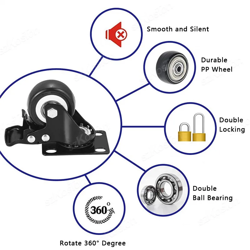 Furniture casters wheels 4pcs/lot for heavy duty platform trolley chair