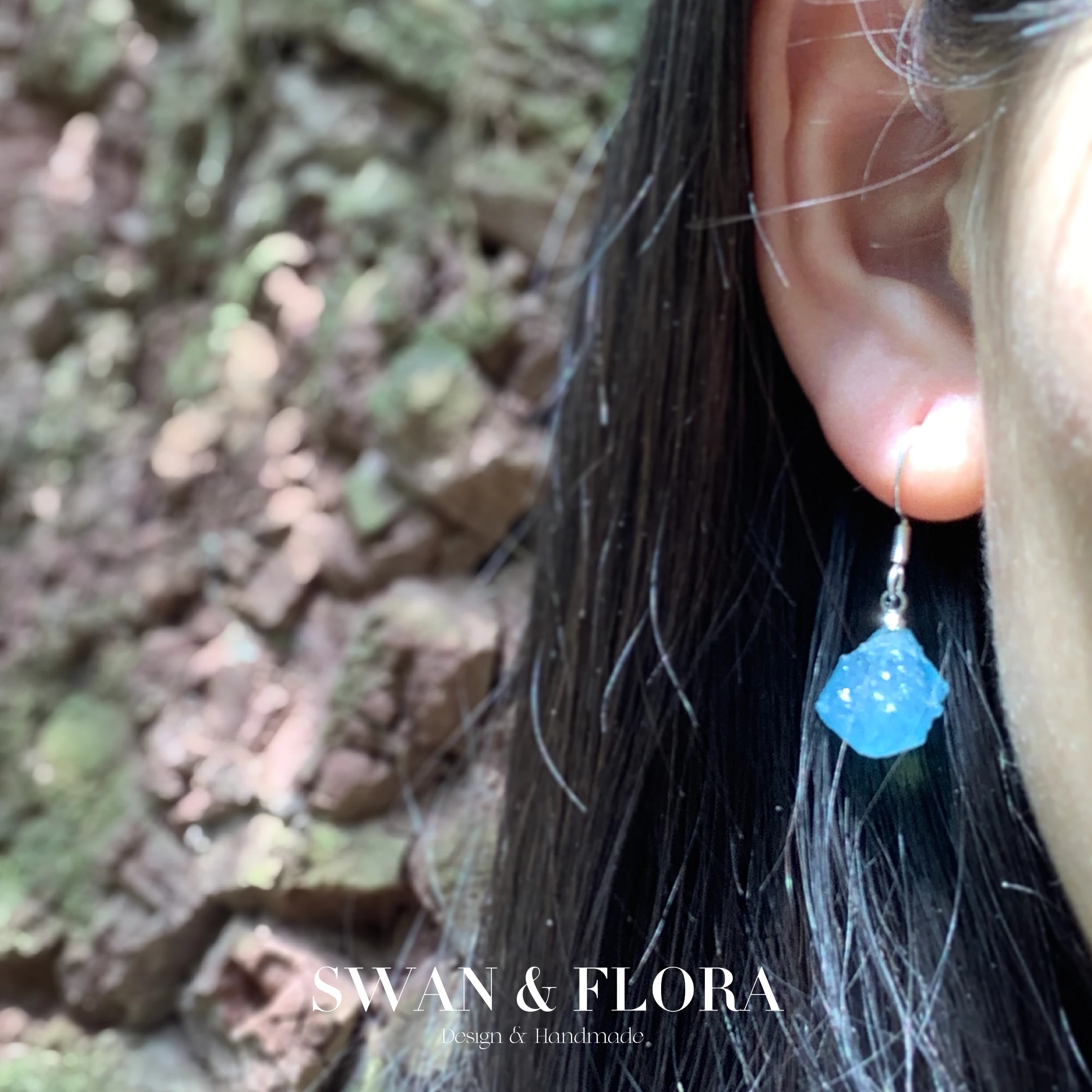 Boucles D'oreilles Puces En Aigue-marine Et Argent 925 - Occasion - Style Minimaliste