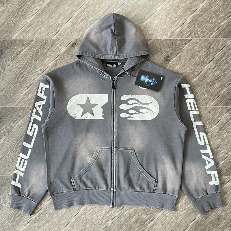 Hellstar Studios Zip Up Cotton hoodie with zipper wash 5