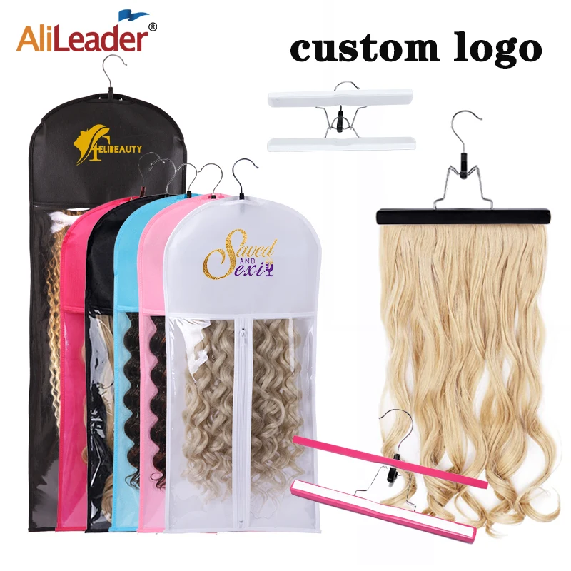 Best Wig Storage Bag With Hanger Portable Hair Extension Packaging Bag Dust Proof Collapsible Wig Holder Storage Bag For Hair