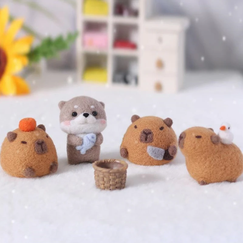 1PC Cute Animal Capybara Wool Kit DIY Desktop Decorations