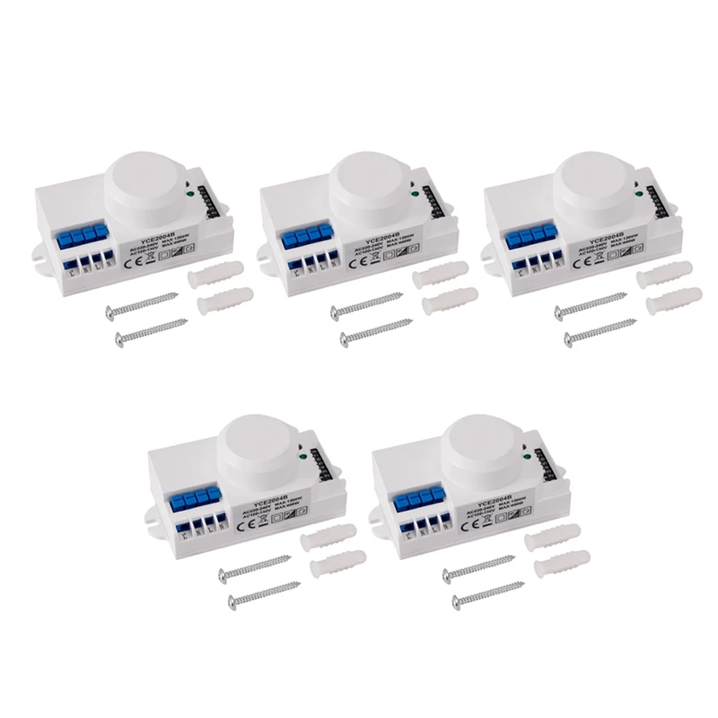 

5X 220V 360 Degree Microwave Sensor Light Switch Induction Microwave Motion Sensor Switch Vibration Sensor Retail