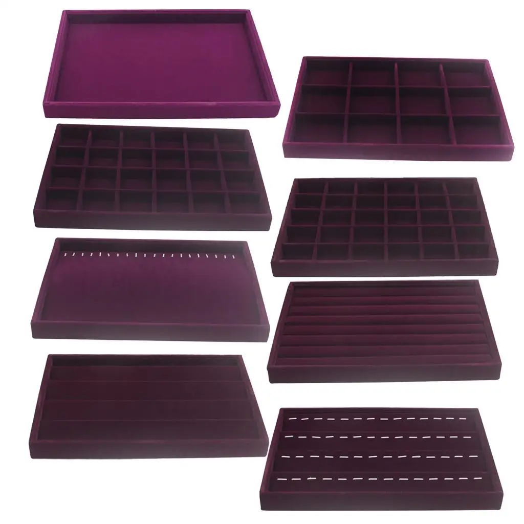 Elegant Velvet Jewelry Storage Tray for Necklaces, Bracelets, and Rings - 35 x 24 x 3cm
