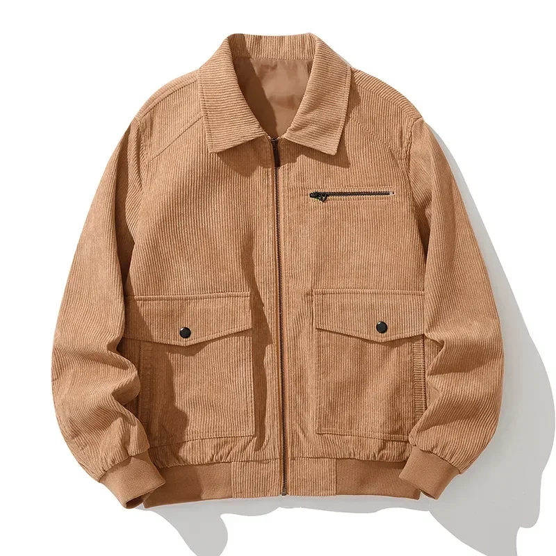 

Spring and Fall Jacket Retro Trend Corduroy Loose Coat Loose Casual Versatile Fashion Collar Men Clothing Winter Jacket Men