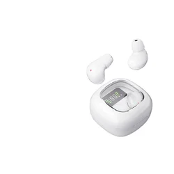Bean - Shaped Wireless Earbuds with Digital Power Display - Lightweight, Comfortable, HIFI Stereo Sound Bluetooth Headphones (White)