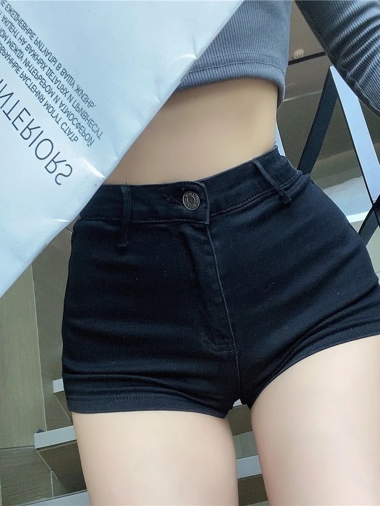 높은 탄성 2023 여름 새로운 유럽 높은 허리 핫팬츠 꽉 얇은 짧은 청바지 데님 연필 바지 한국 섹시한 M179