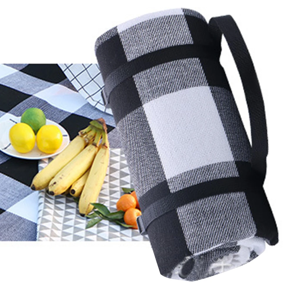 Manta de Picnic impermeable, esterilla con correa de transporte y bolsa de  almacenamiento para exteriores, familia, Camping, fiesta, Playa - AliExpress