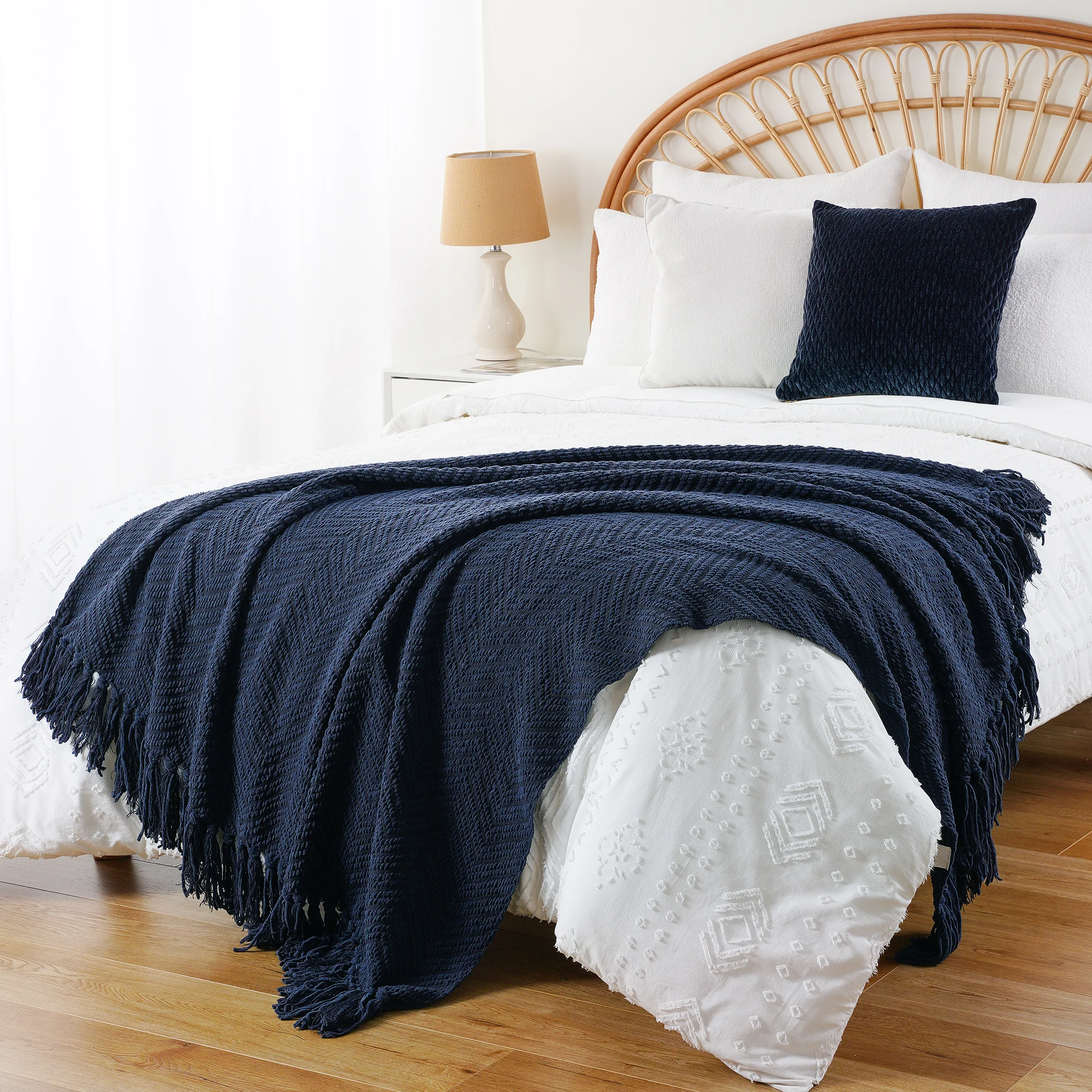 Battilo Chenille Knitted Throw Blanket for Couch Soft Thick Decorative Sofa Blanket Plaid Bed Throws Spring Living Room Decor