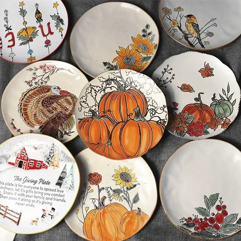 Thanksgiving Pumpkin Melamine Plates Set Rachel Ashwell Harvest Fall  Pumpkins Thanksgiving Melamine